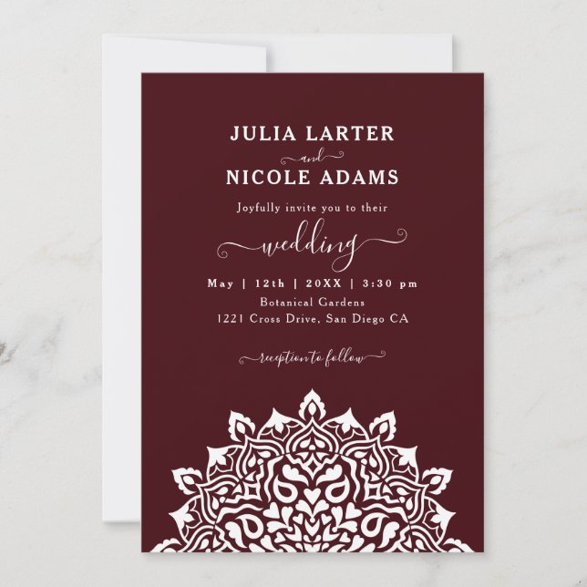 Invitación Arabian Art Nouveau Floral Arch Mandala Wedding (Anverso)