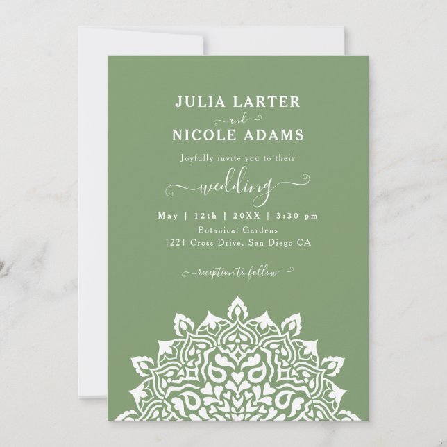 Invitación Arabian Art Nouveau Floral Arch Mandala Wedding (Anverso)