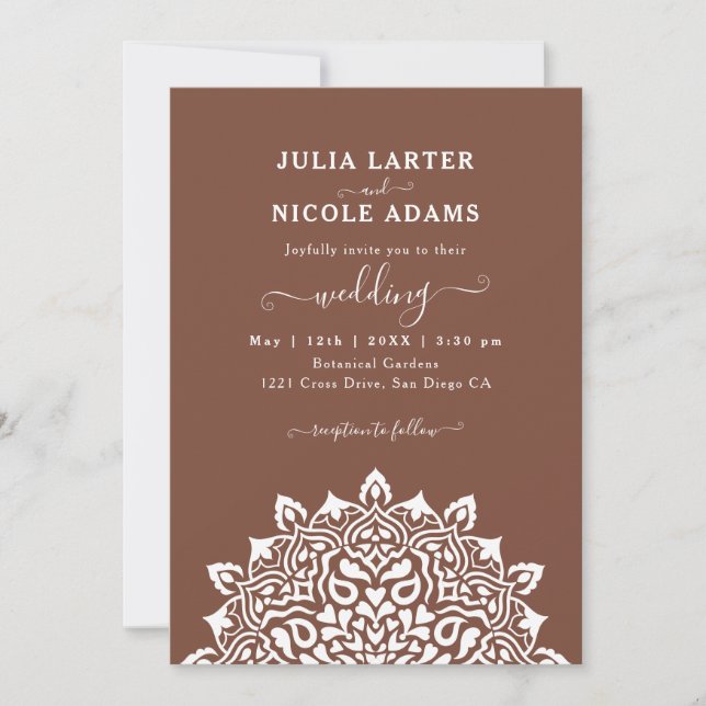 Invitación Arabian Art Nouveau Floral Arch Mandala Wedding (Anverso)