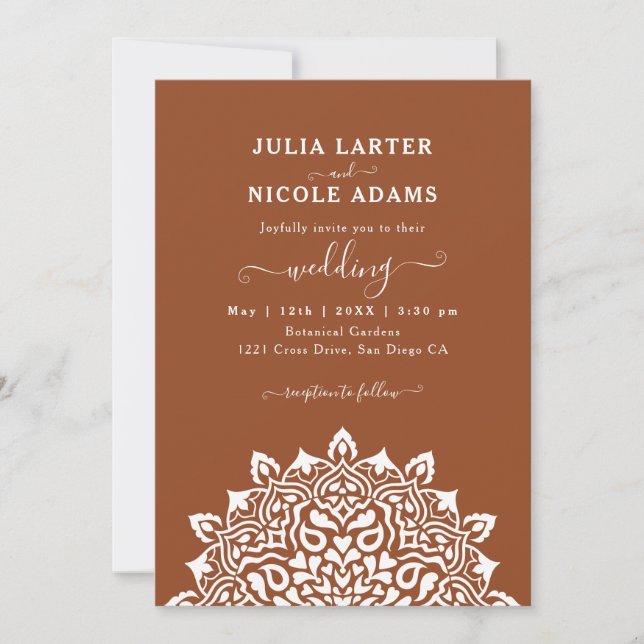 Invitación Arabian Art Nouveau Floral Arch Mandala Wedding (Anverso)