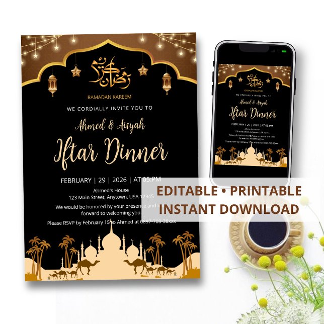 Invitación Arabian Desert Night Iftar Invitation with Camels  (Subido por el creador)