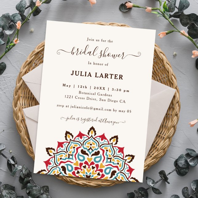 Invitación Arabic Art Nouveau Floral Mandala Bridal Shower (Subido por el creador)