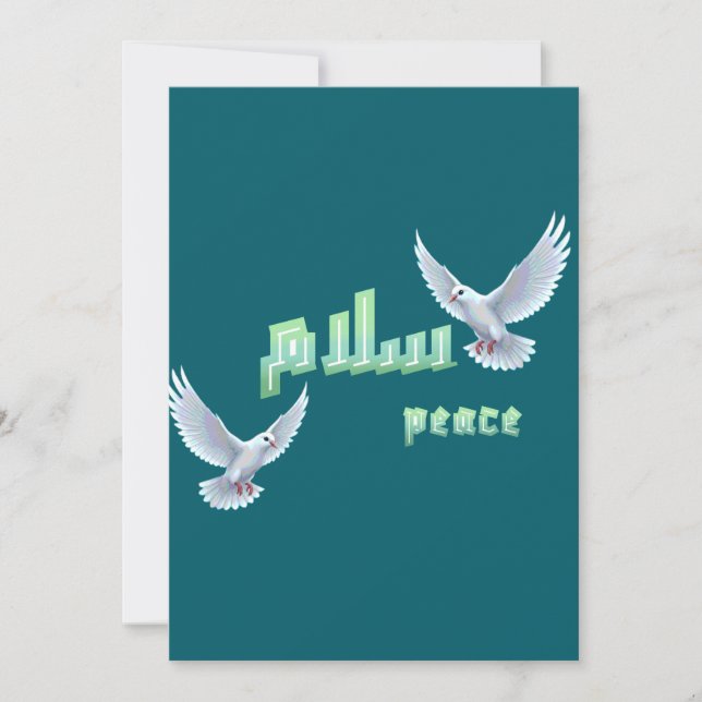 Invitación Arabic Peace "Salaam" Typography with White Doves (Anverso)