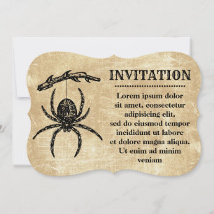 Invitación Araña antigua colgando de una rama