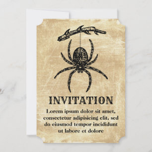 Invitación Araña antigua colgando de una rama