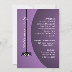 Invitación Araña Dangling Halloween (púrpura)