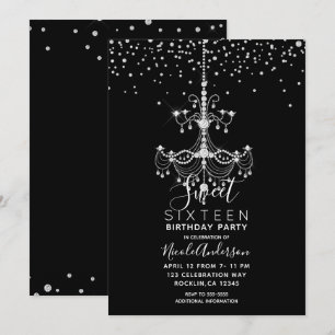 Invitación Araña de lentejuelas de diamante plateado para fie