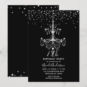 Invitación Araña de lentejuelas de diamante plateado para fie