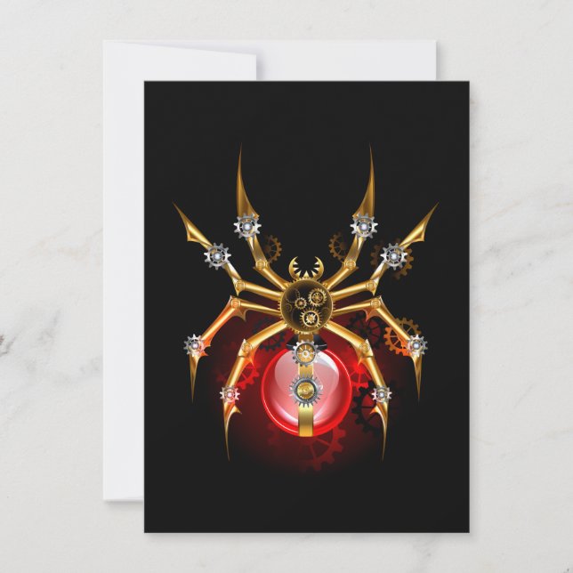 Invitación Araña de vapor sobre negro (Anverso)