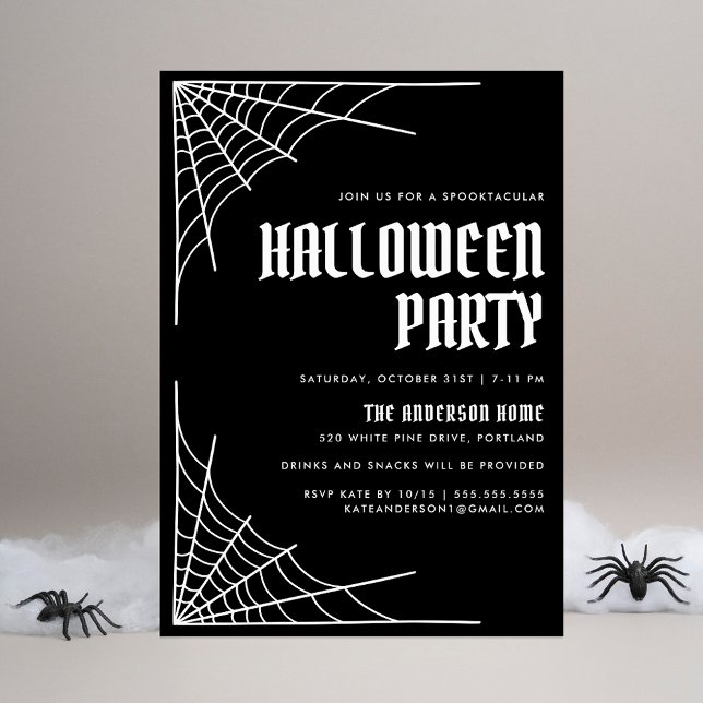 Invitación Araña moderna Web Black Halloween Party (Subido por el creador)