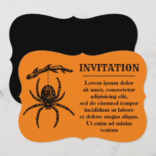 Invitación Araña Naranja de Halloween