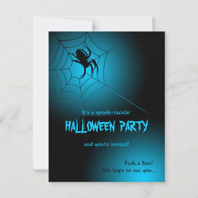 Invitación Araña negra de Halloween en el Web (Anverso)