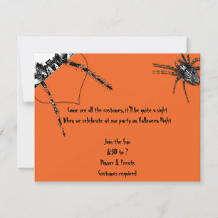 Invitación Araña negra de Tarantula en Halloween Naranja