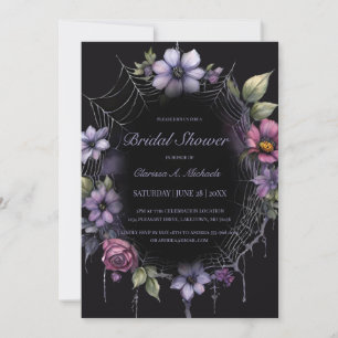 Invitación Araña púrpura gótica floral web ducha de novias