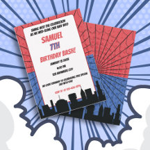 Araña Superhéroe rojo y azul cumpleaños