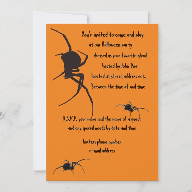 Invitación araña viuda negra (Anverso)