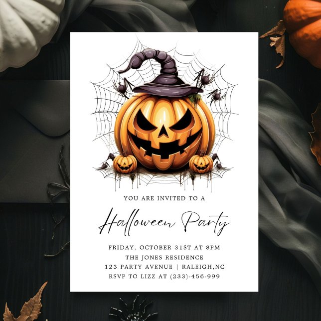 Invitación Arañas de calabaza modernas Fiesta de Halloween pa (Subido por el creador)