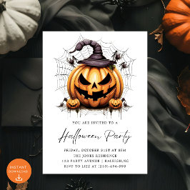 Invitación Arañas de calabaza modernas Fiesta de Halloween pa