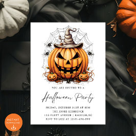 Invitación Arañas de calabaza modernas Fiesta de Halloween pa