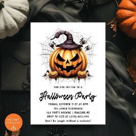 Invitación Arañas de calabaza modernas Fiesta de Halloween pa