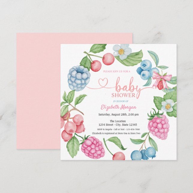 Invitación Arándano Fresa Frambuesa Mora Dulce (Anverso / Reverso)
