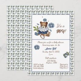Invitación ¡Arándanos y Oso de Teddy es un chico! Ducha