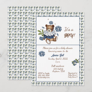 Invitación ¡Arándanos y Oso de Teddy es un chico! Ducha