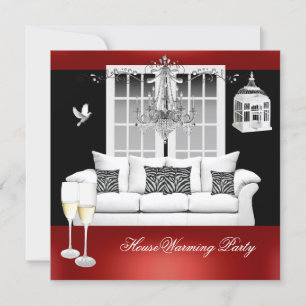 Invitación Arañita Rojo Blanco Negro para Calentar la Casa