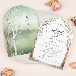 Invitación Árbol acuarela Arco de Cottagecore capásico Boda