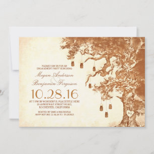 Invitación Árbol antiguo y jarras de albañil fiesta de compro