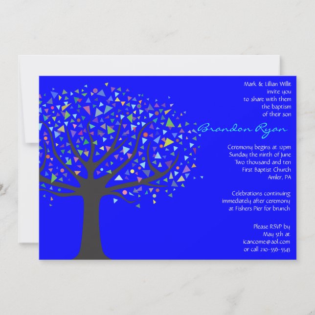 Invitación Árbol bautismo Christening Personalizado Invitació (Anverso)