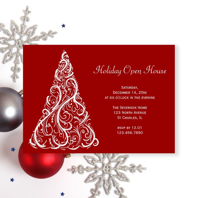 Invitación Árbol blanco de Navidad en casa abierta de festivi (Subido por el creador)