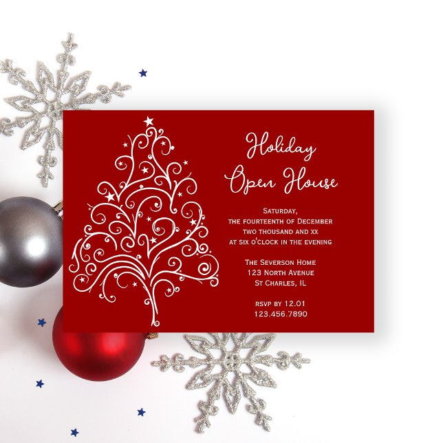 Invitación Árbol blanco de Navidad en casa abierta de festivi (Subido por el creador)