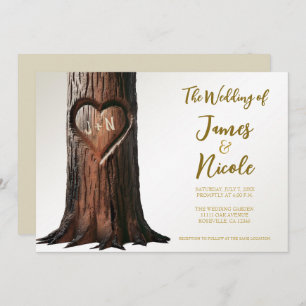 Invitación Árbol cardíaco esculpido supere al Boda mínimo rús