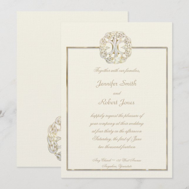 Invitación Árbol celta de vida Thistle Wedting (Anverso / Reverso)