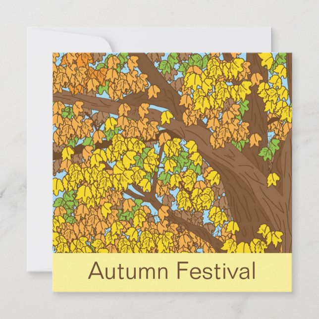 Invitación Árbol colorido del festival de otoño (Anverso)