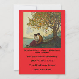 Invitación Árbol Colorido Que Observa Una Pareja De Invitacio