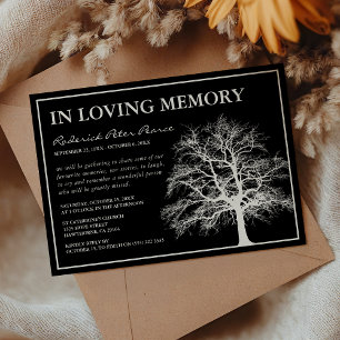 Invitación Árbol conmemorativo   Funeral en memoria amorosa