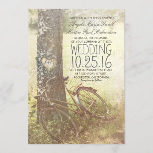 Invitación Árbol de abatimiento de amor y boda rústico de bic