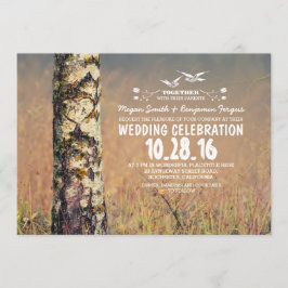 Invitación árbol de abedules y bodas rústicas en el corazón i