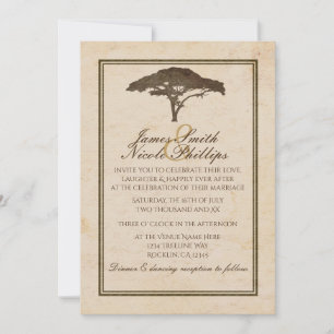 Invitación Árbol de Acacia Safari Africano Boda Vintage
