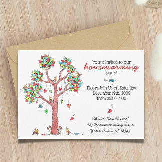 Invitación Árbol de acuarela de calentamiento de hogar