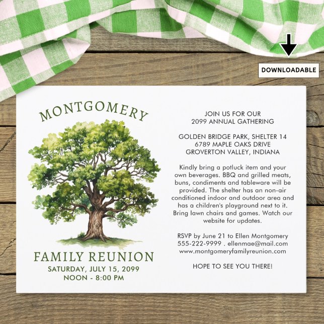 Invitación Árbol de acuarela de reunión familiar (Subido por el creador)
