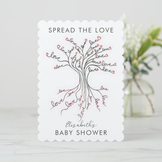 Invitación Árbol de amor Baby Shower personal significativo (Anverso de pie)