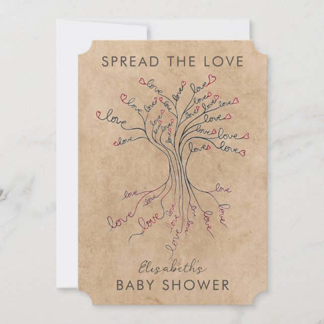 Invitación Árbol de amor Baby Shower personal significativo (Anverso)