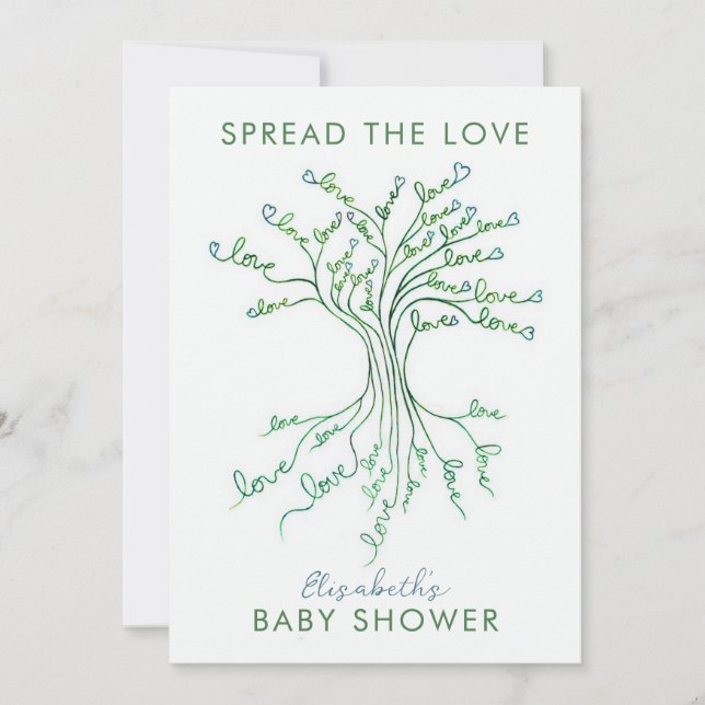 Invitación Árbol de amor Baby Shower personal significativo (Anverso)