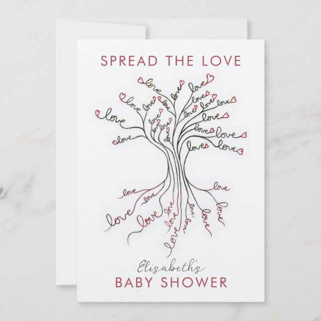 Invitación Árbol de amor Baby Shower personal significativo (Anverso)