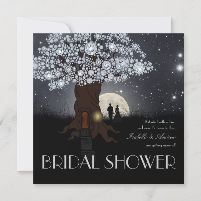 Invitación Árbol de amor de diamantes (Anverso)