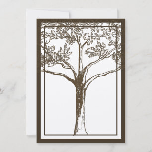 Invitación Árbol de Amor Romántico Iniciales en Tronco Boda