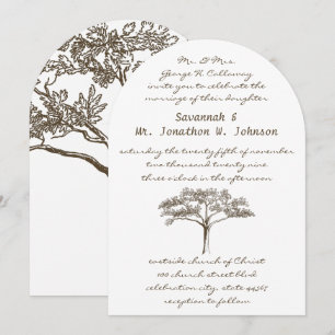 Invitación Árbol de Amor Romántico Iniciales en Tronco Boda